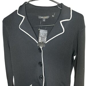 BCBGMaxAzria Black Cardigan with White Piping
